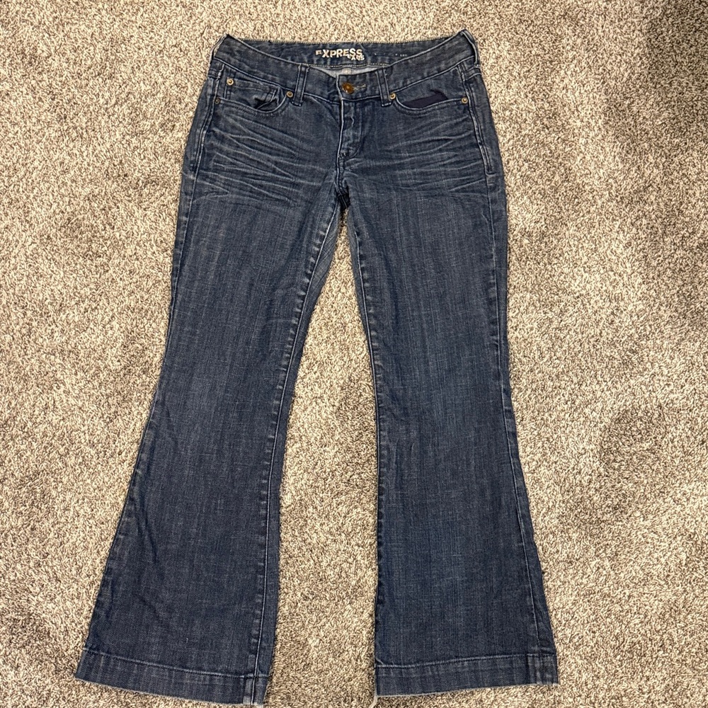 Express Women's Flare Jeans in Dark Blue